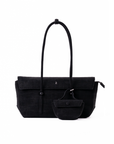 Rico Rinaldi Mendy Black East-West shoulder bag with detachable mini pouch, crocodile embossed PU vegan leather women's work bag and everyday handbag Malaysia