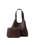Norri women's shoulder bag with detachable pouch in Dark Coco