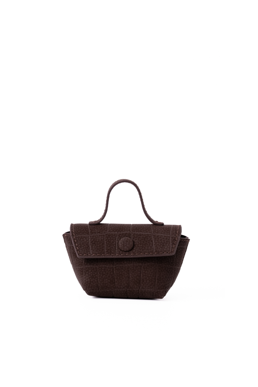 Detachable mini pouch from Rico Rinaldi Mendy Dark Coffee shoulder bag in crocodile embossed PU vegan leather