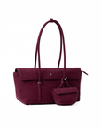 Rico Rinaldi Mendy Deep Maroon shoulder bag crafted from crocodile embossed PU vegan leather with detachable mini pouch
