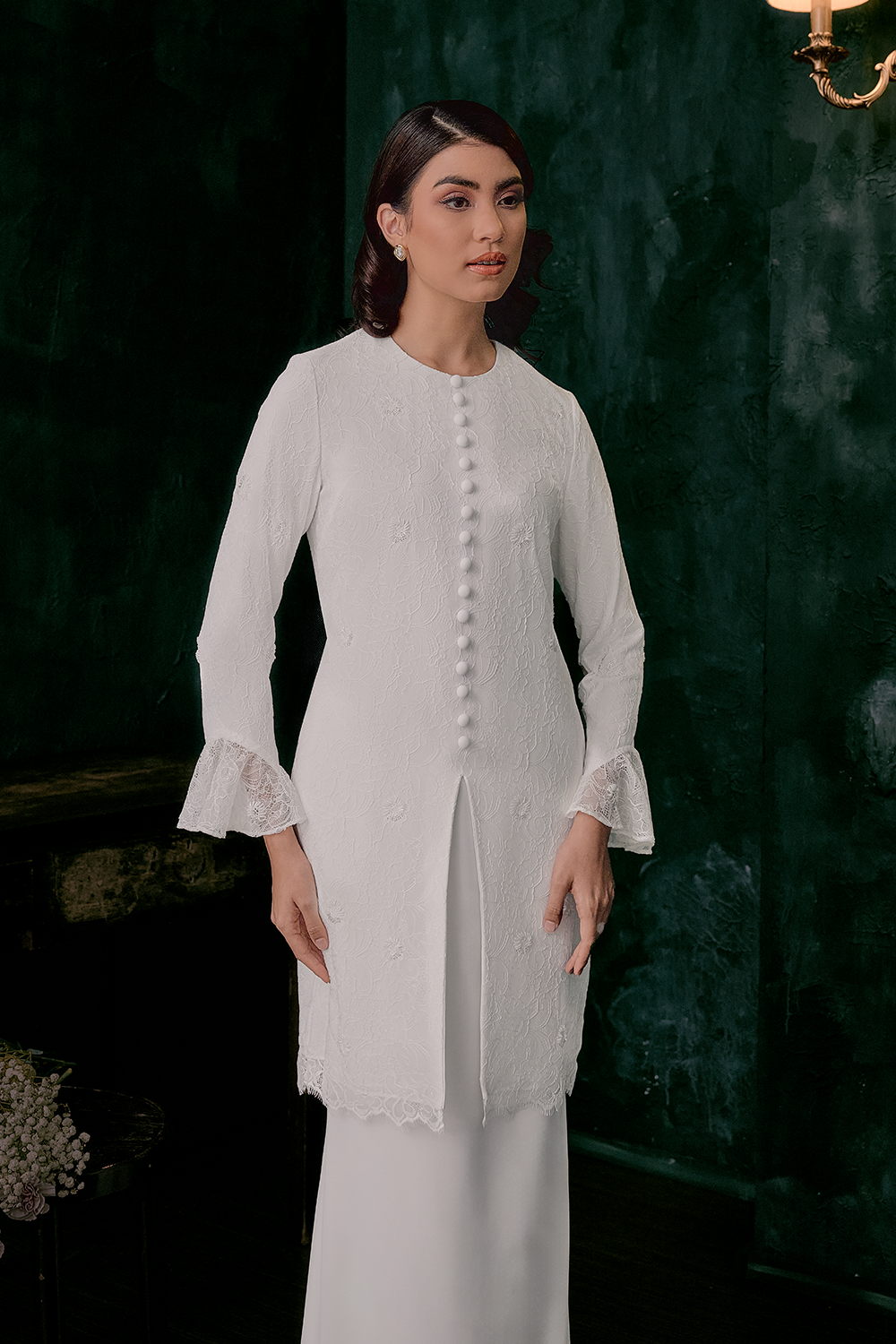 Gita Bridal Long Kebaya in Off White