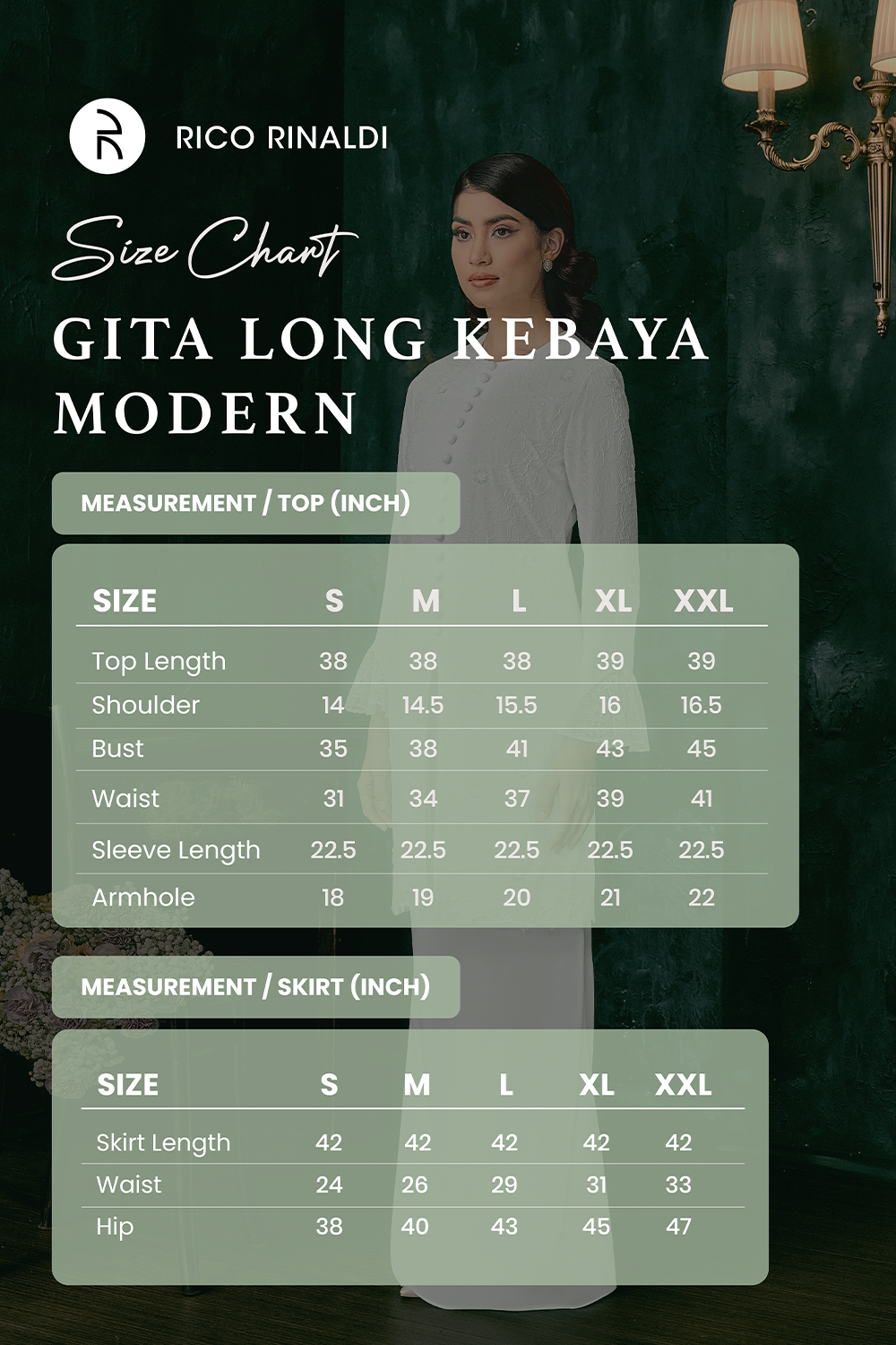 Gita Bridal Long Kebaya in Off White