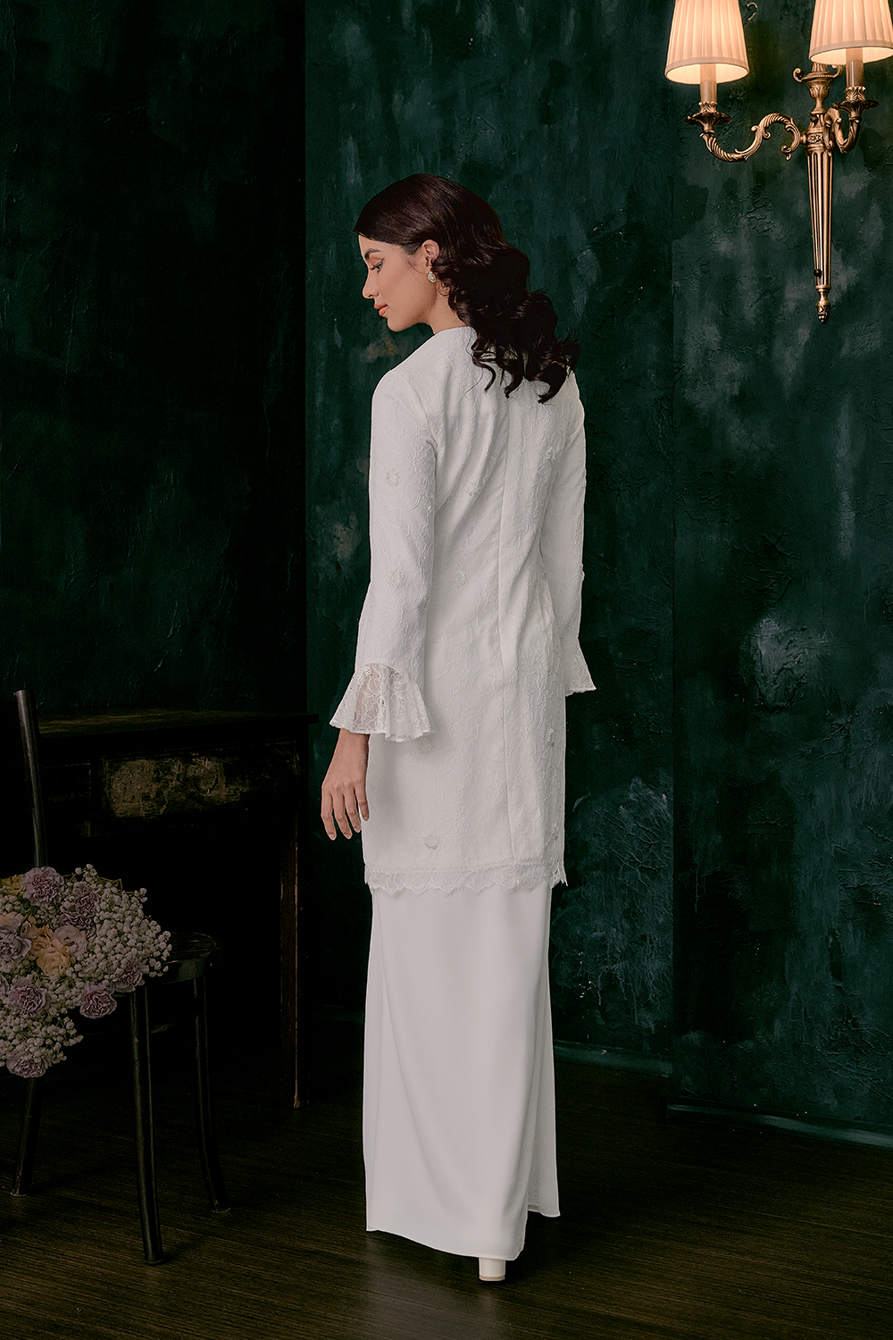 Gita Bridal Long Kebaya in Off White