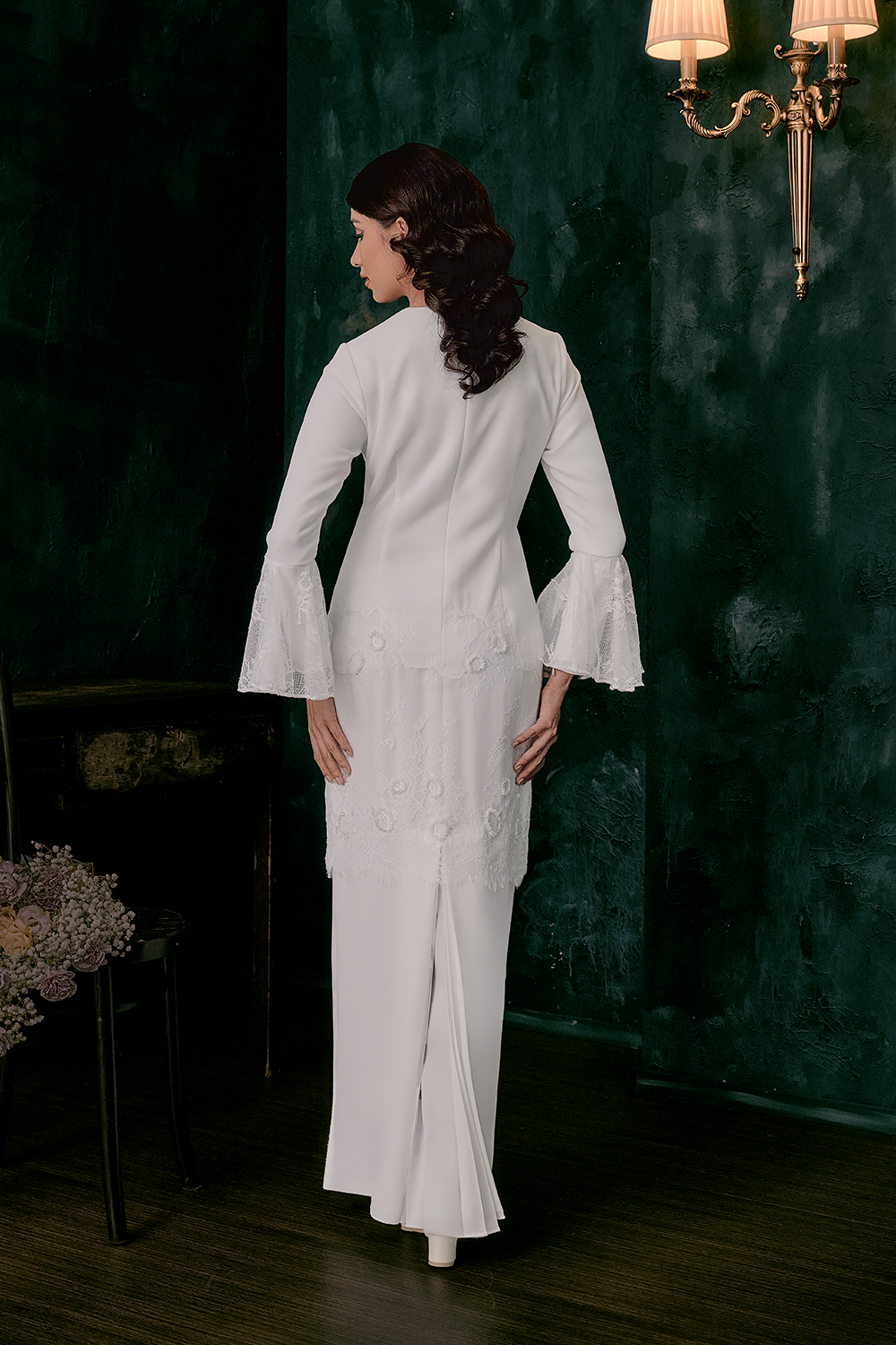 Imaan Bridal Long Kurung in Off White
