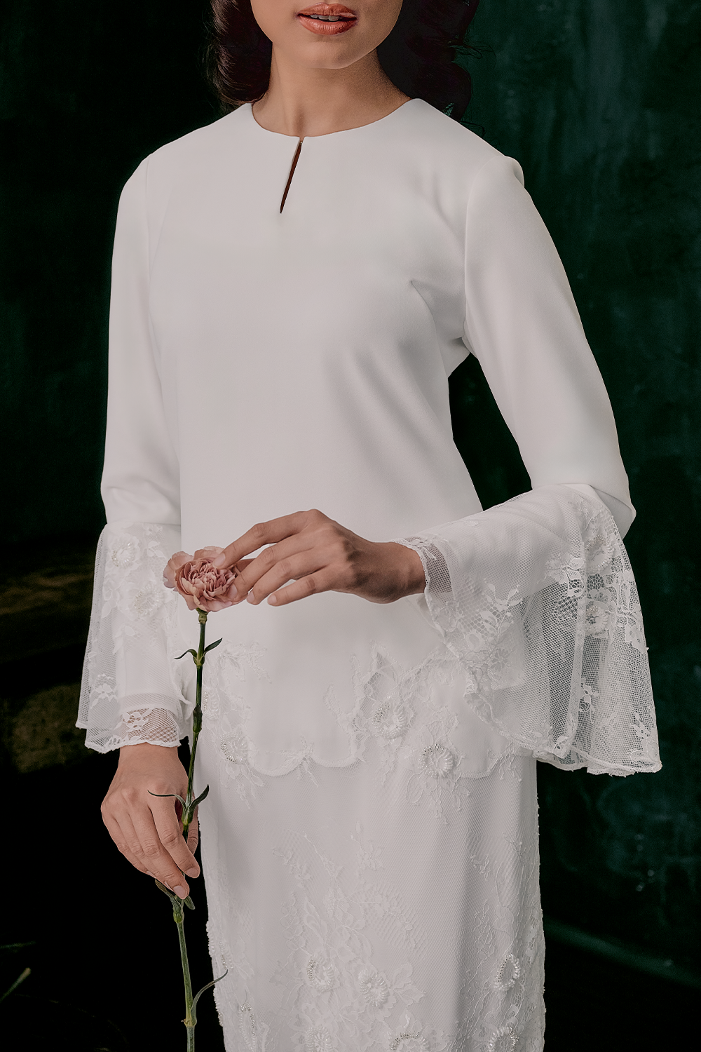 Imaan Bridal Long Kurung in Off White