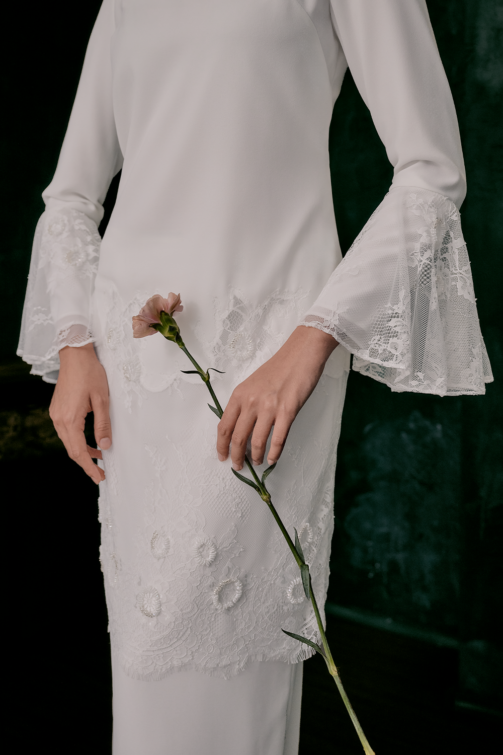Imaan Bridal Long Kurung in Off White