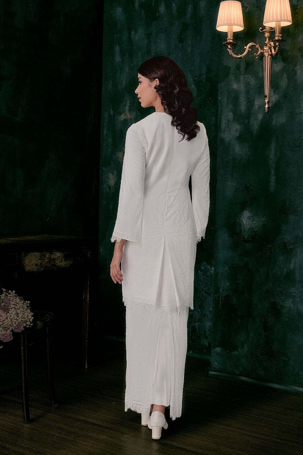 Kesuma Bridal Long Kurung in Off White
