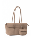 Rico Rinaldi Mendy Latte shoulder bag crafted from crocodile embossed PU vegan leather with detachable mini pouch and spacious interior