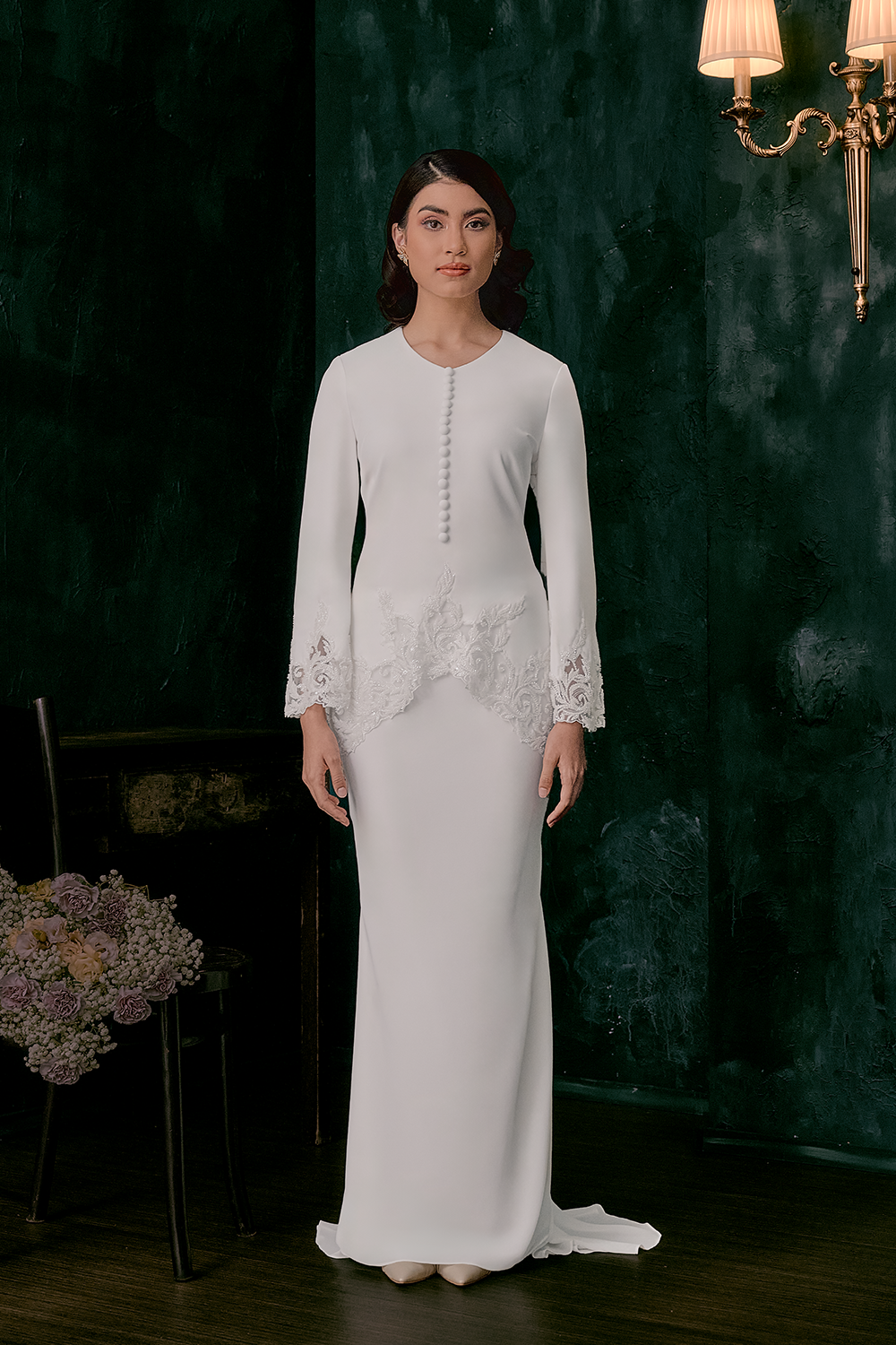 Nuri Bridal Kurung Modern in Off White