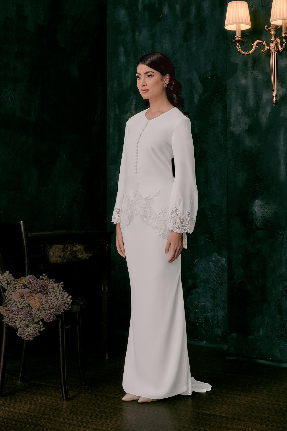Nuri Bridal Kurung Modern in Off White