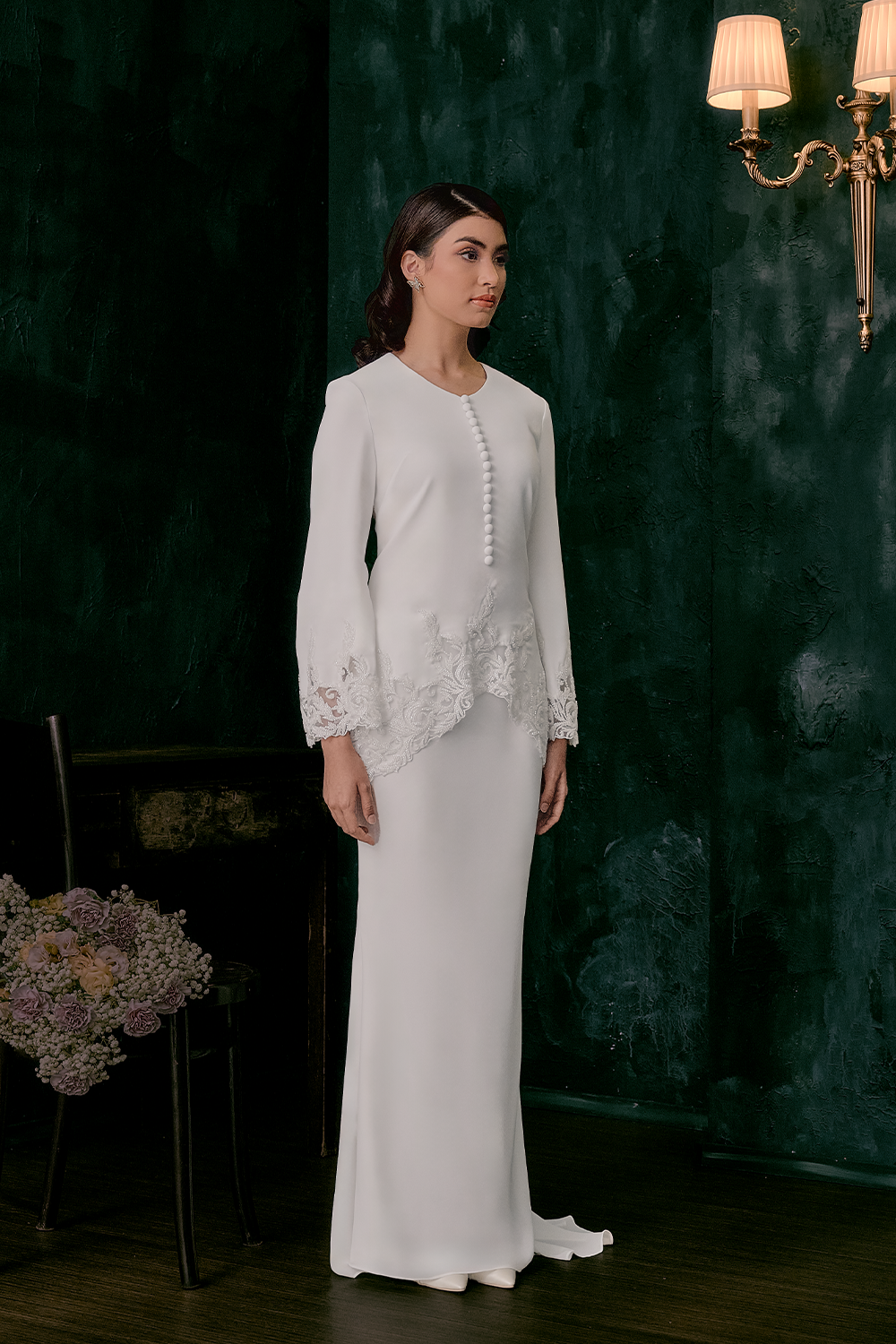 Nuri Bridal Kurung Modern in Off White