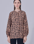Loki Printed Basic Blouse in Brown