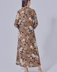 Aulia Long Top Printed In Olive Brown