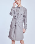 Long Shirt Twisted Knot In Grey