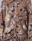 Aulia Long Top Printed In Olive Brown