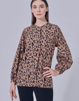 Loki Printed Basic Blouse in Brown