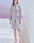 Long Shirt Twisted Knot In Grey