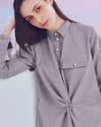 Long Shirt Twisted Knot In Grey